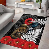 Kiwi-Tui Bird Soldier ANZAC Day Personalised Area Rug Maori Silver Fern Motif LT9 - Polynesian Pride