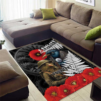 Kiwi-Tui Bird Soldier ANZAC Day Personalised Area Rug Maori Silver Fern Motif LT9 - Polynesian Pride