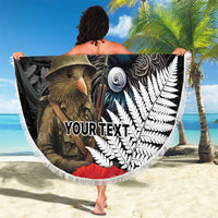 Kiwi-Tui Bird Soldier ANZAC Day Personalised Beach Blanket Maori Silver Fern Motif LT9 - Polynesian Pride