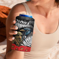 Kiwi-Tui Bird Soldier ANZAC Day Personalised 4 in 1 Can Cooler Tumbler Maori Silver Fern Motif LT9 - Polynesian Pride