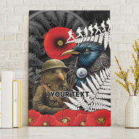 Kiwi-Tui Bird Soldier ANZAC Day Personalised Canvas Wall Art Maori Silver Fern Motif LT9 Without Frame Black - Polynesian Pride