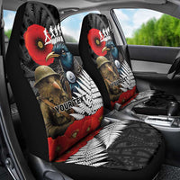 Kiwi-Tui Bird Soldier ANZAC Day Personalised Car Seat Cover Maori Silver Fern Motif LT9 - Polynesian Pride