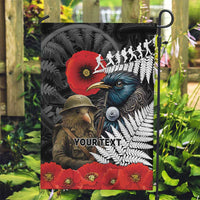 Kiwi-Tui Bird Soldier ANZAC Day Personalised Garden Flag Maori Silver Fern Motif LT9 Garden Flag Black - Polynesian Pride