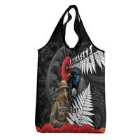 Kiwi-Tui Bird Soldier ANZAC Day Personalised Grocery Bag Maori Silver Fern Motif LT9 - Polynesian Pride