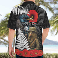 Kiwi-Tui Bird Soldier ANZAC Day Personalised Hawaiian Shirt Maori Silver Fern Motif LT9 - Polynesian Pride