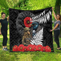 Kiwi-Tui Bird Soldier ANZAC Day Personalised Quilt Maori Silver Fern Motif LT9 - Polynesian Pride
