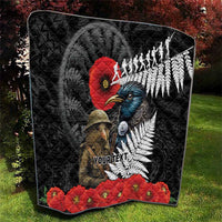 Kiwi-Tui Bird Soldier ANZAC Day Personalised Quilt Maori Silver Fern Motif LT9 - Polynesian Pride