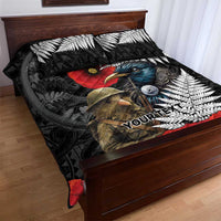 Kiwi-Tui Bird Soldier ANZAC Day Personalised Quilt Bed Set Maori Silver Fern Motif LT9 - Polynesian Pride