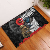 Kiwi-Tui Bird Soldier ANZAC Day Personalised Rubber Doormat Maori Silver Fern Motif LT9 - Polynesian Pride