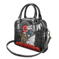 Kiwi-Tui Bird Soldier ANZAC Day Personalised Shoulder Handbag Maori Silver Fern Motif LT9 - Polynesian Pride