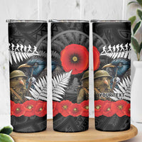 Kiwi-Tui Bird Soldier ANZAC Day Personalised Skinny Tumbler Maori Silver Fern Motif LT9 - Polynesian Pride
