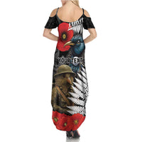 Kiwi-Tui Bird Soldier ANZAC Day Personalised Summer Maxi Dress Maori Silver Fern Motif LT9 - Polynesian Pride