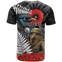 Kiwi-Tui Bird Soldier ANZAC Day Personalised T Shirt Maori Silver Fern Motif LT9 - Polynesian Pride