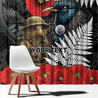 Kiwi-Tui Bird Soldier ANZAC Day Personalised Window Curtain Maori Silver Fern Motif LT9 - Polynesian Pride