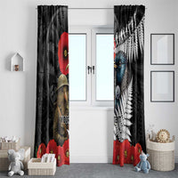 Kiwi-Tui Bird Soldier ANZAC Day Personalised Window Curtain Maori Silver Fern Motif LT9 - Polynesian Pride