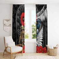 Kiwi-Tui Bird Soldier ANZAC Day Personalised Window Curtain Maori Silver Fern Motif LT9 - Polynesian Pride
