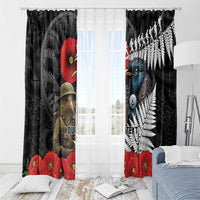Kiwi-Tui Bird Soldier ANZAC Day Personalised Window Curtain Maori Silver Fern Motif LT9 - Polynesian Pride