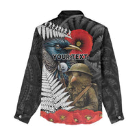 Kiwi-Tui Bird Soldier ANZAC Day Personalised Women Casual Shirt Maori Silver Fern Motif LT9 - Polynesian Pride