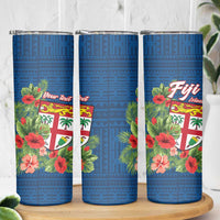 Personalised Fiji Island Tropical Flowers and Tapa Pattern Skinny Tumbler LT9 - Polynesian Pride
