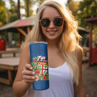 Personalised Fiji Island Tropical Flowers and Tapa Pattern Skinny Tumbler LT9 - Polynesian Pride