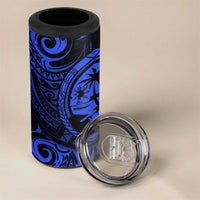 Polynesian Guam Coat of Arms 4 in 1 Can Cooler Tumbler Polynesian Tribal Tattoo Blue Version LT9 - Polynesian Pride