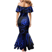 Polynesian Guam Coat of Arms Family Matching Mermaid Dress and Hawaiian Shirt Polynesian Tribal Tattoo Blue Version LT9 - Polynesian Pride