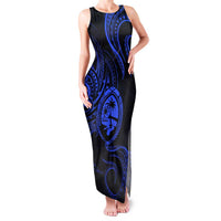 Polynesian Guam Coat of Arms Family Matching Tank Maxi Dress and Hawaiian Shirt Polynesian Tribal Tattoo Blue Version LT9 Mom's Dress Blue - Polynesian Pride
