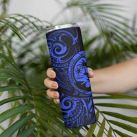 Polynesian Guam Coat of Arms Skinny Tumbler Polynesian Tribal Tattoo Blue Version LT9 - Polynesian Pride