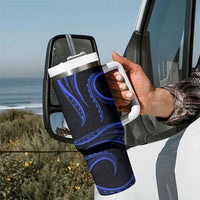 Polynesian Guam Coat of Arms Tumbler With Handle Polynesian Tribal Tattoo Blue Version