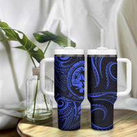 Polynesian Guam Coat of Arms Tumbler With Handle Polynesian Tribal Tattoo Blue Version