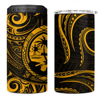 Polynesian Guam Coat of Arms 4 in 1 Can Cooler Tumbler Polynesian Tribal Tattoo Gold Version LT9 One Size: 16 oz Gold - Polynesian Pride