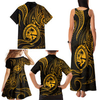 Polynesian Guam Coat of Arms Family Matching Tank Maxi Dress and Hawaiian Shirt Polynesian Tribal Tattoo Gold Version LT9 - Polynesian Pride