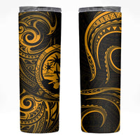 Polynesian Guam Coat of Arms Skinny Tumbler Polynesian Tribal Tattoo Gold Version LT9 Gold - Polynesian Pride