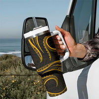 Polynesian Guam Coat of Arms Tumbler With Handle Polynesian Tribal Tattoo Gold Version