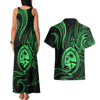 Polynesian Guam Coat of Arms Couples Matching Tank Maxi Dress and Hawaiian Shirt Polynesian Tribal Tattoo Green Version LT9 - Polynesian Pride
