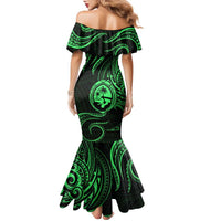 Polynesian Guam Coat of Arms Family Matching Mermaid Dress and Hawaiian Shirt Polynesian Tribal Tattoo Green Version LT9 - Polynesian Pride