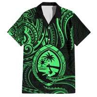 Polynesian Guam Coat of Arms Family Matching Puletasi and Hawaiian Shirt Polynesian Tribal Tattoo Green Version LT9 Dad's Shirt - Short Sleeve Green - Polynesian Pride