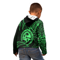 Polynesian Pride Guam Kid Hoodie With Polynesian Tribal Tattoo and Coat of Arms Green Version LT9 - Polynesian Pride