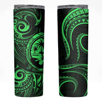 Polynesian Guam Coat of Arms Skinny Tumbler Polynesian Tribal Tattoo Green Version LT9 Green - Polynesian Pride