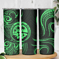 Polynesian Guam Coat of Arms Skinny Tumbler Polynesian Tribal Tattoo Green Version LT9 - Polynesian Pride