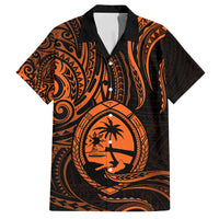 Polynesian Guam Coat of Arms Family Matching Tank Maxi Dress and Hawaiian Shirt Polynesian Tribal Tattoo Orange Version LT9 Dad's Shirt - Short Sleeve Orange - Polynesian Pride