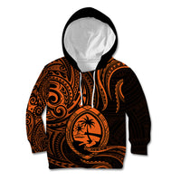 Polynesian Pride Guam Kid Hoodie With Polynesian Tribal Tattoo and Coat of Arms Orange Version LT9 Hoodie Orange - Polynesian Pride