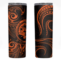 Polynesian Guam Coat of Arms Skinny Tumbler Polynesian Tribal Tattoo Orange Version LT9 Orange - Polynesian Pride