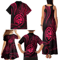 Polynesian Guam Coat of Arms Family Matching Tank Maxi Dress and Hawaiian Shirt Polynesian Tribal Tattoo Pink Version LT9 - Polynesian Pride