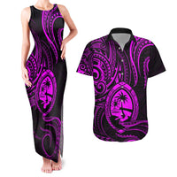Polynesian Guam Coat of Arms Couples Matching Tank Maxi Dress and Hawaiian Shirt Polynesian Tribal Tattoo Purple Version LT9 Purple - Polynesian Pride
