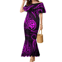 Polynesian Guam Coat of Arms Family Matching Mermaid Dress and Hawaiian Shirt Polynesian Tribal Tattoo Purple Version LT9 Mom's Dress Purple - Polynesian Pride