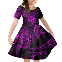 Polynesian Guam Coat of Arms Family Matching Summer Maxi Dress and Hawaiian Shirt Polynesian Tribal Tattoo Purple Version LT9 Daughter's Dress Purple - Polynesian Pride