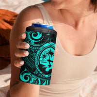 Polynesian Guam Coat of Arms 4 in 1 Can Cooler Tumbler Polynesian Tribal Tattoo Turquoise Version LT9 - Polynesian Pride