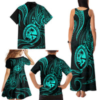 Polynesian Guam Coat of Arms Family Matching Tank Maxi Dress and Hawaiian Shirt Polynesian Tribal Tattoo Turquoise Version LT9 - Polynesian Pride