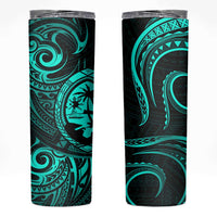 Polynesian Guam Coat of Arms Skinny Tumbler Polynesian Tribal Tattoo Turquoise Version LT9 Turquoise - Polynesian Pride